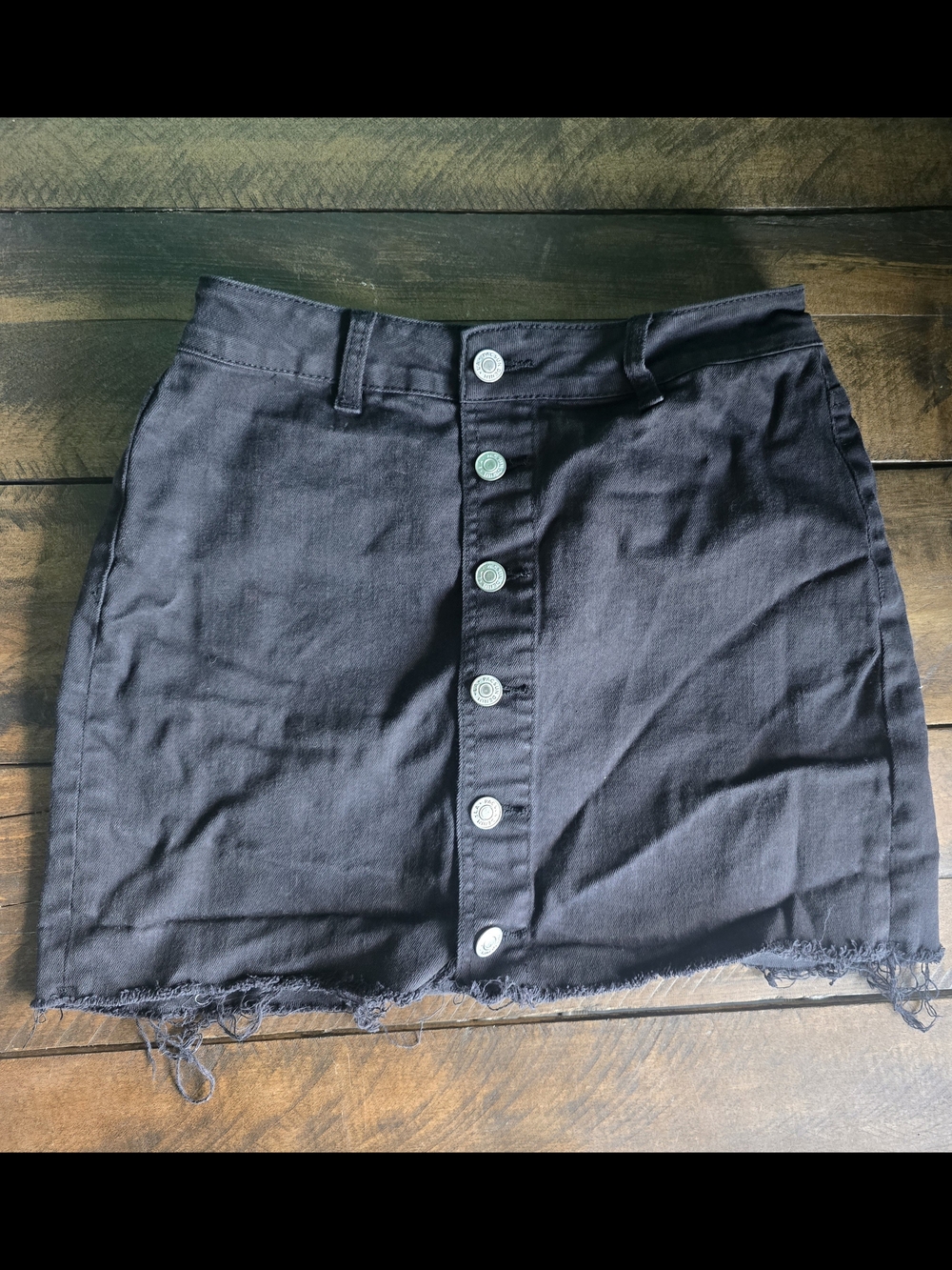 PacSun Black Logo Waistband Denim Skirt